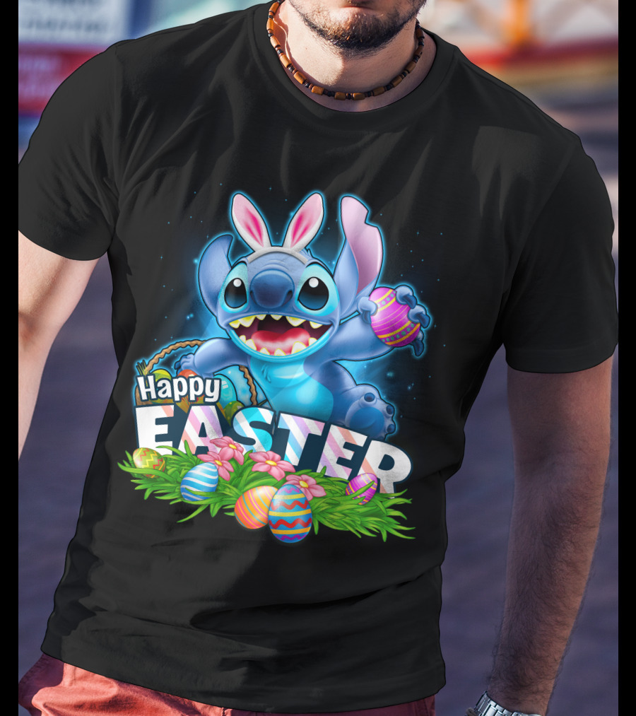 Happy Easter STITCH Easter Eggs Rabbit Ears T-Shirt