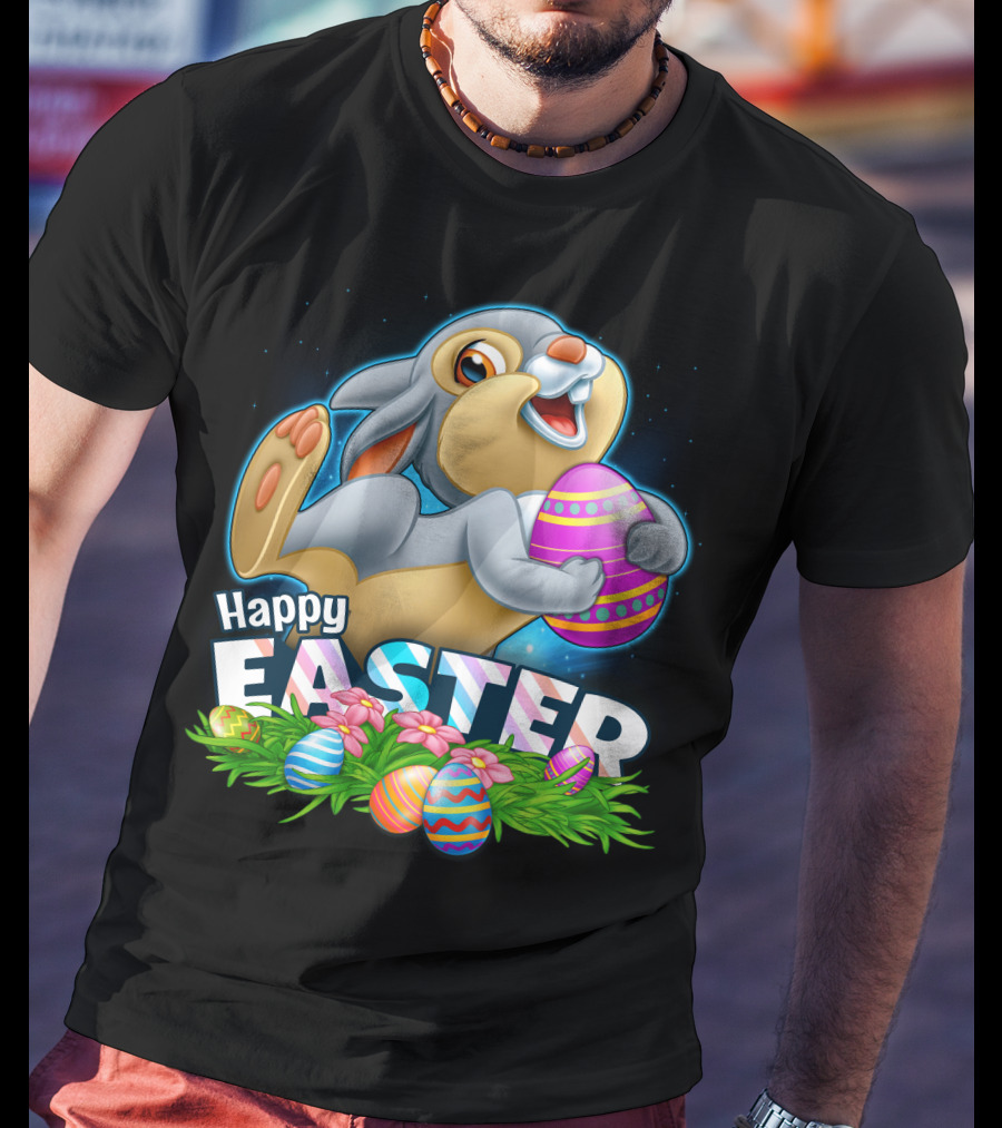 THUMPER Happy Easter Colorful Eggs And Bunny T-Shirt