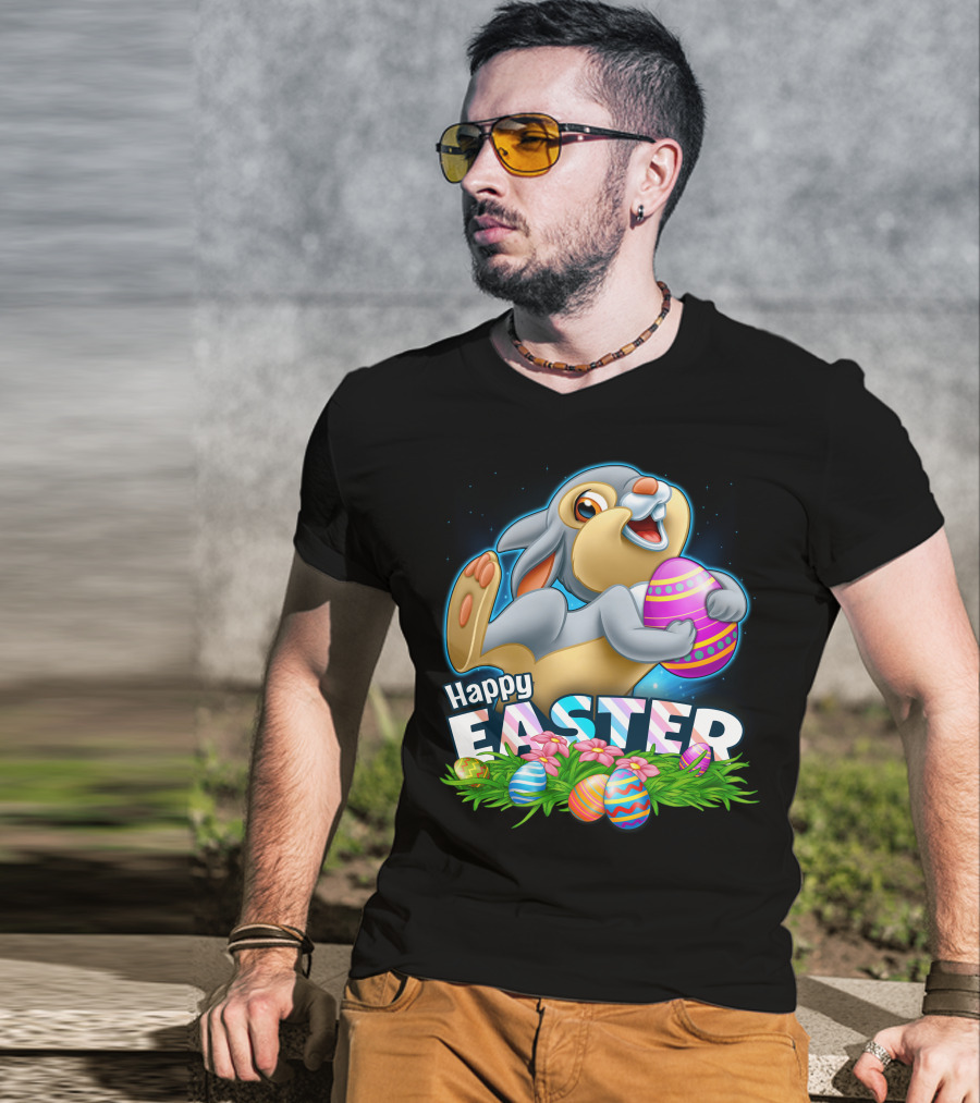THUMPER Happy Easter Colorful Eggs And Bunny T-Shirt