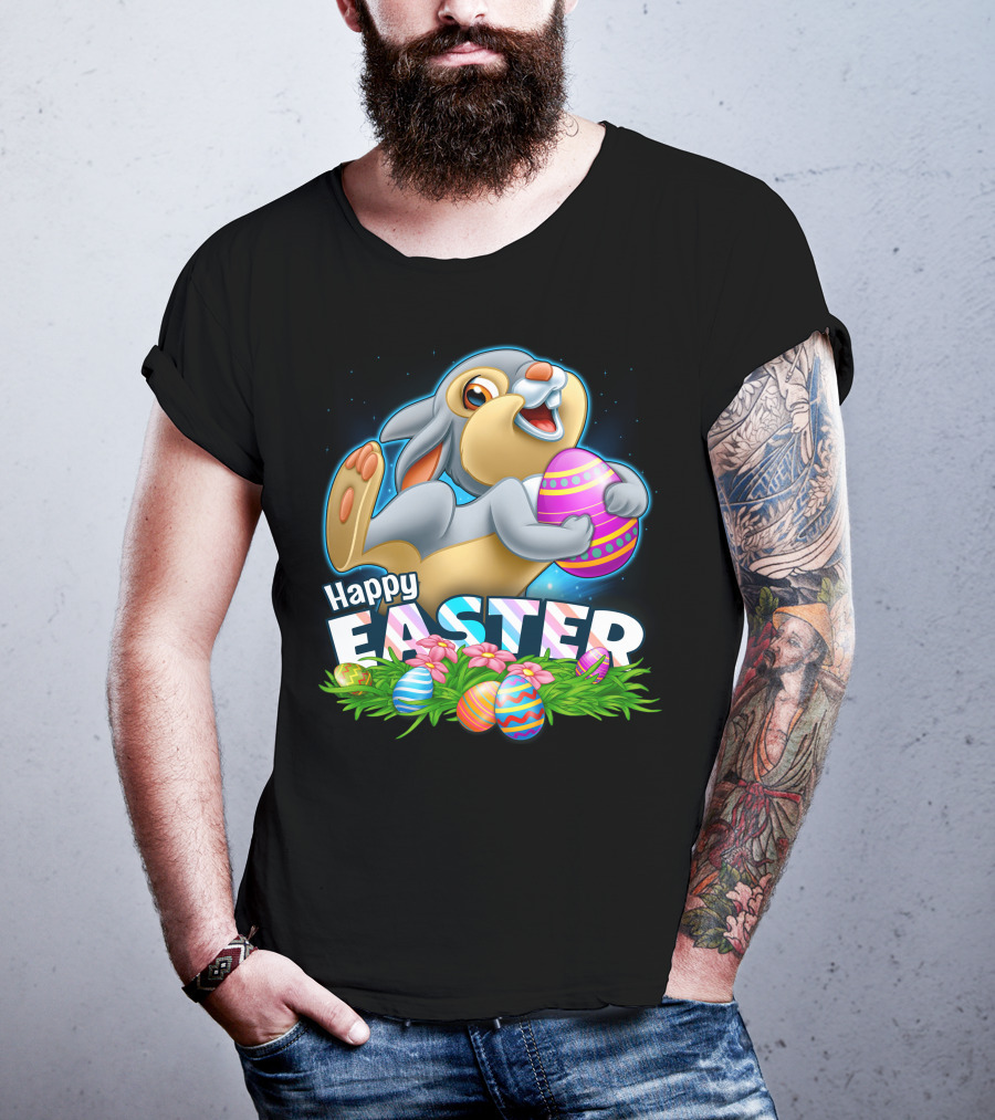 THUMPER Happy Easter Colorful Eggs And Bunny T-Shirt