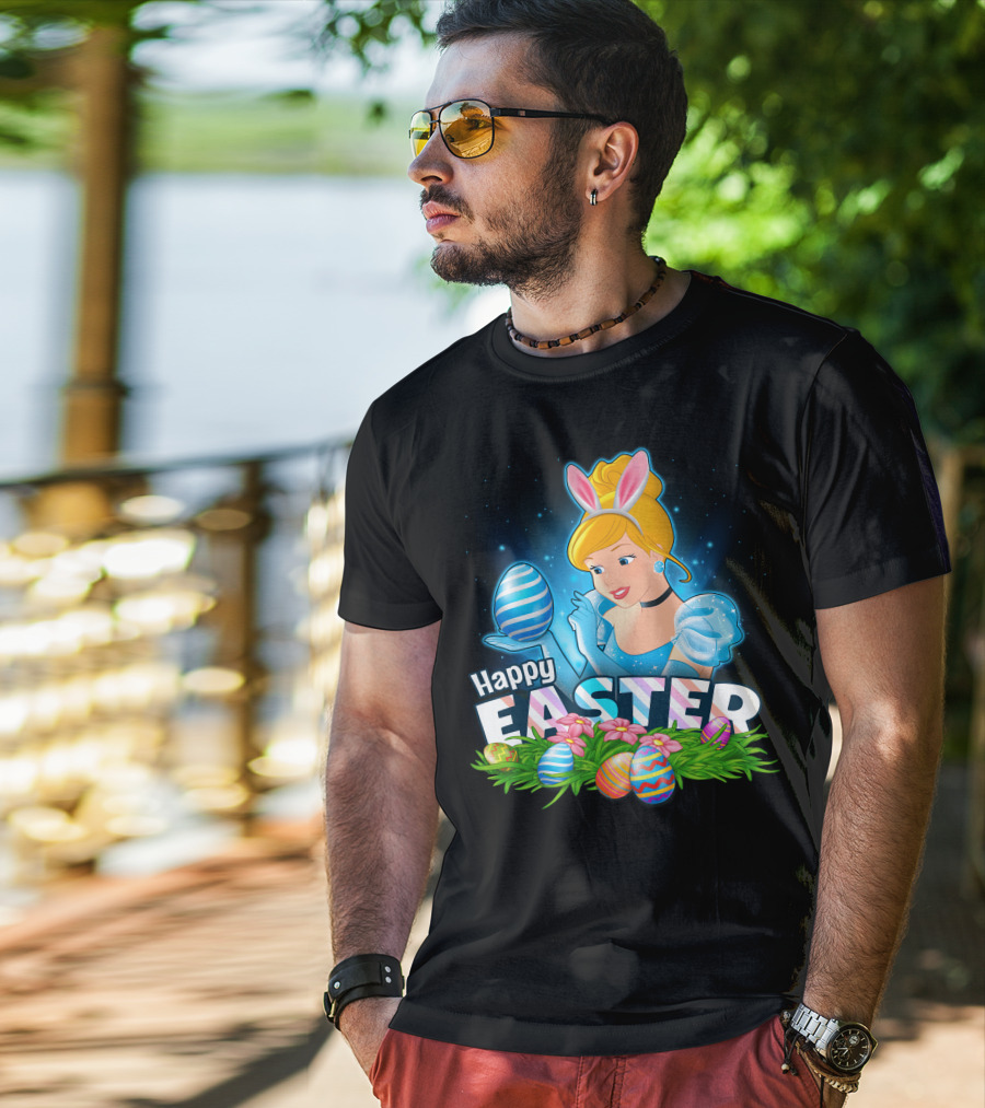 Cinderella Happy Easter Colorful Eggs And Bunny Ears T-Shirt