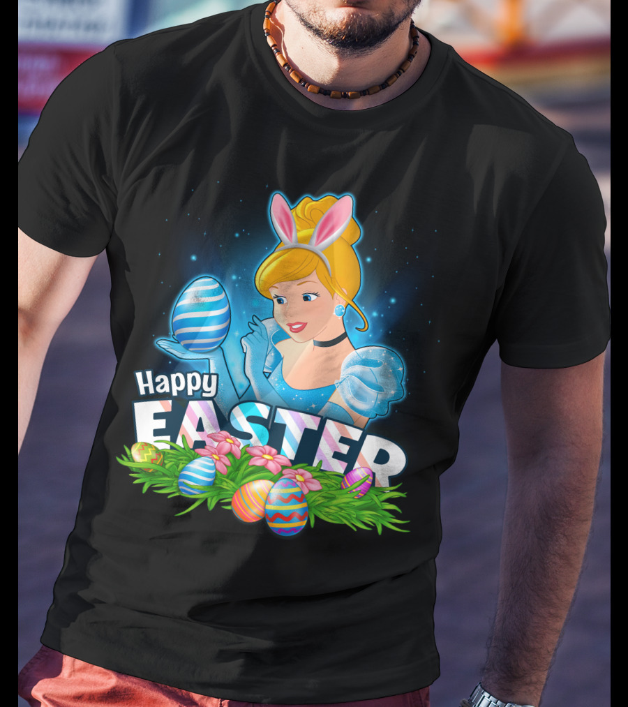 Cinderella Happy Easter Colorful Eggs And Bunny Ears T-Shirt
