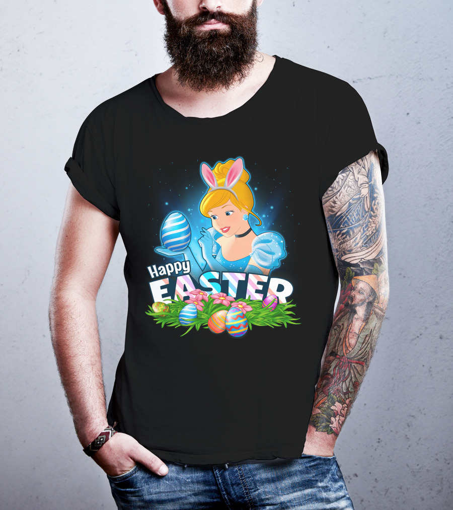 Cinderella Happy Easter Colorful Eggs And Bunny Ears T-Shirt