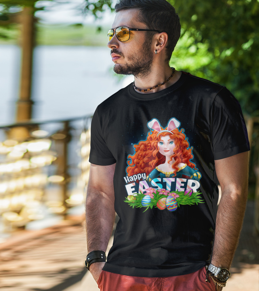 Merida Happy Easter With Bunny Ears And Easter Eggs T-Shirt
