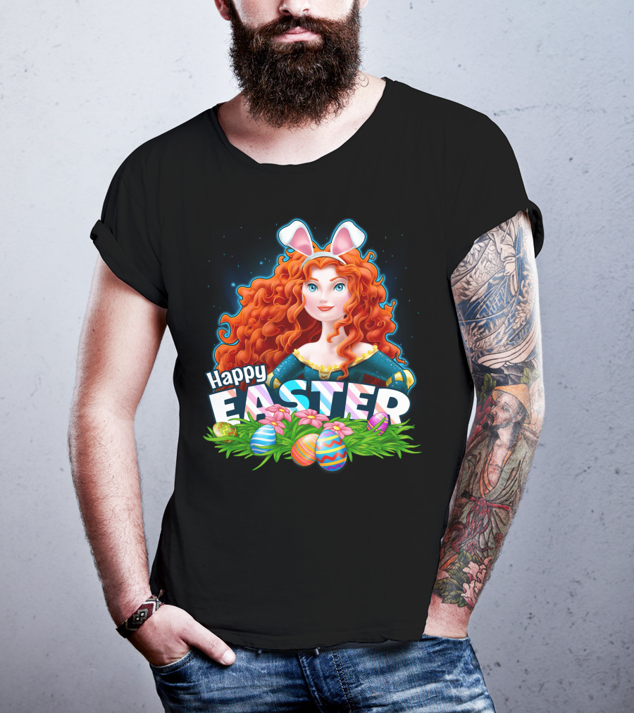 Merida Happy Easter With Bunny Ears And Easter Eggs T-Shirt