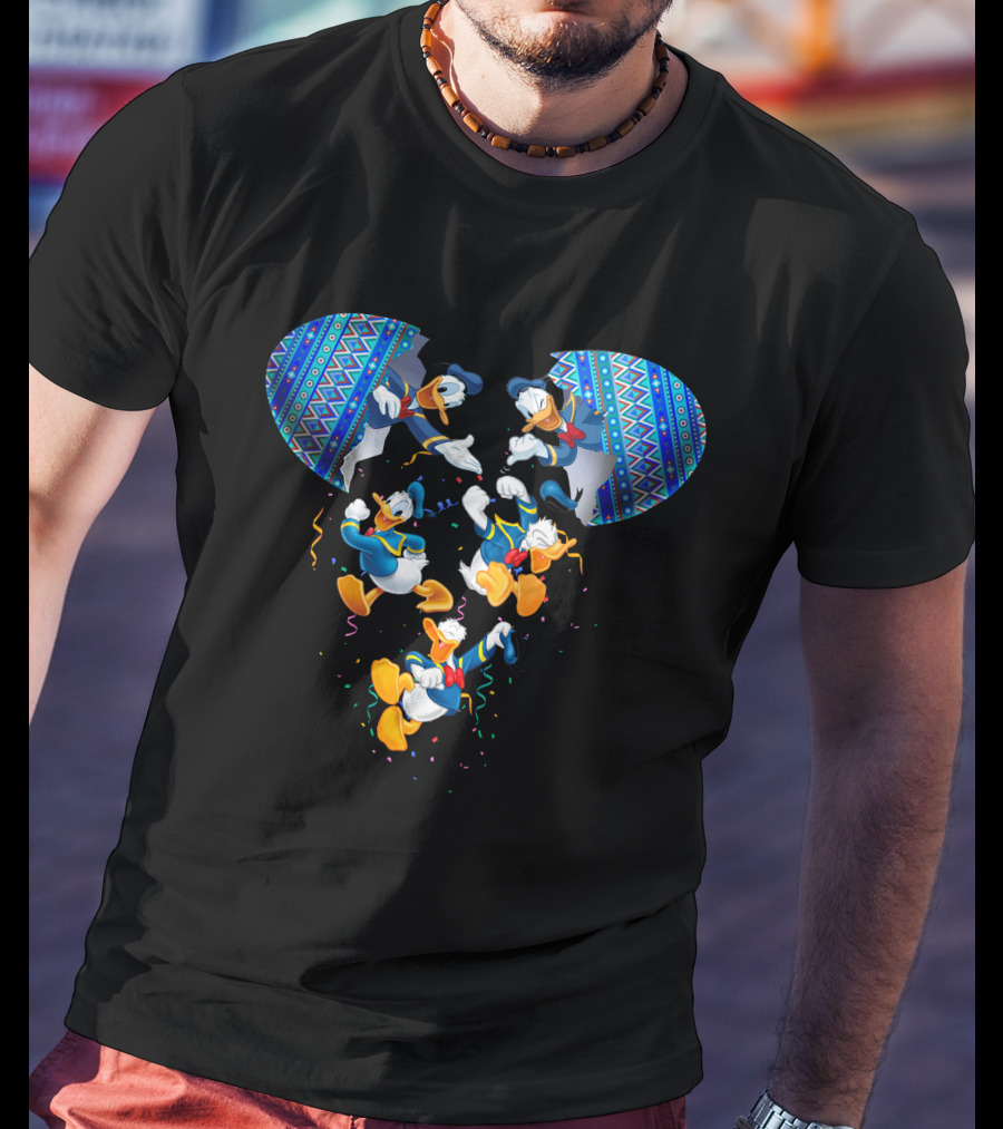Donald Duck Mickey Mouse Head Pattern Celebration T-Shirt