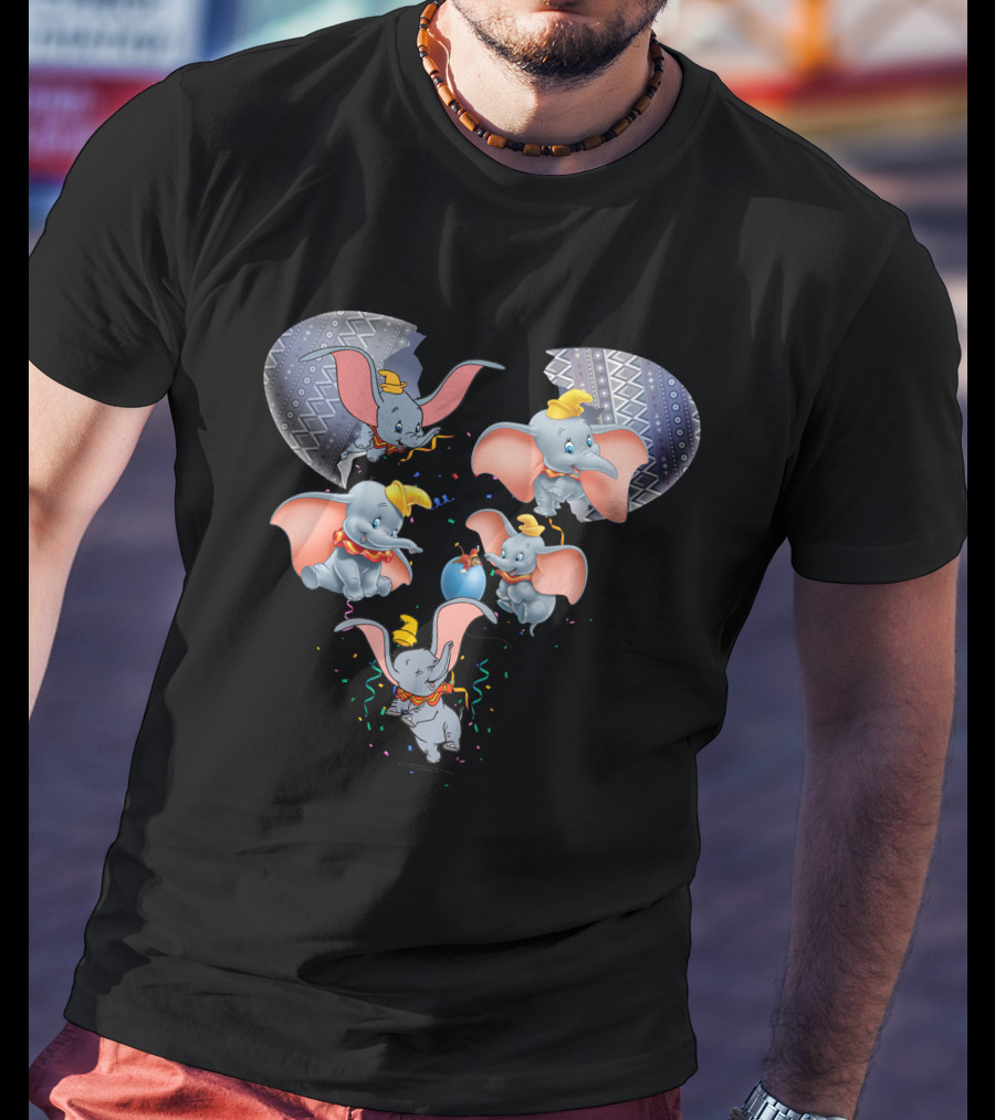 Dumbo Heart-Shaped Celebration With Confetti And Blue Balloon T-Shirt