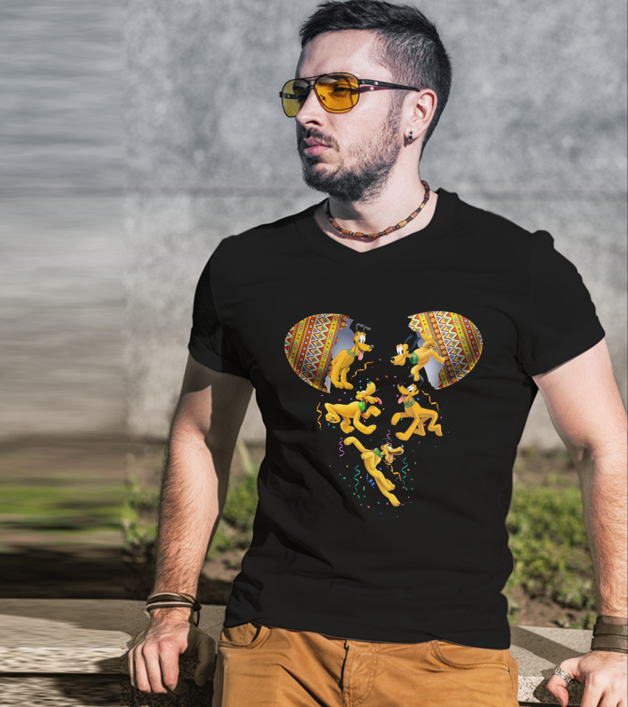 Mickey Mouse Pluto Celebratory Confetti Explosion T-Shirt