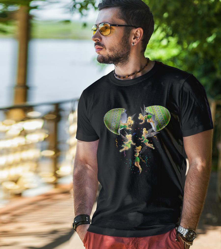 Tinker Bell Disney Fairy Heart With Colorful Sparkle Burst T-Shirt