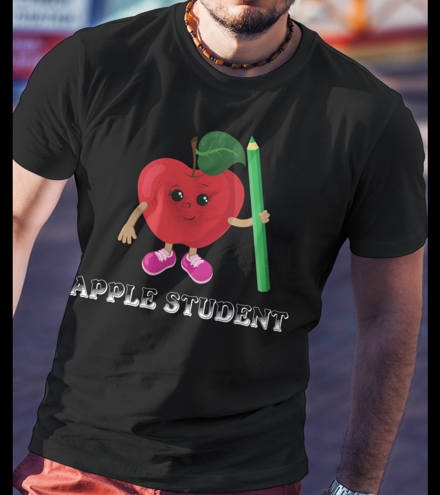 APPLE STUDENT Apple Character With Pencil T-Shirt