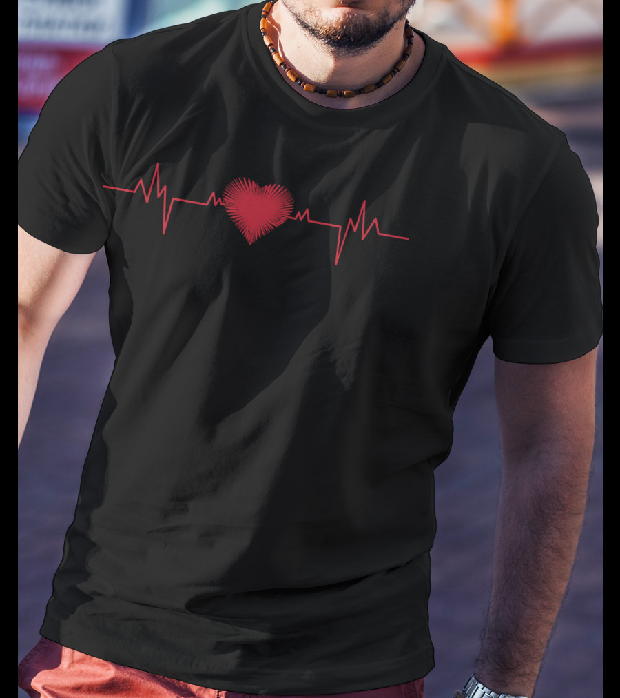 Heartbeat Heartbeat Line Red Heart T-Shirt