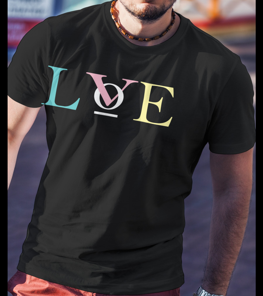 LOVE OV Letters With Pastel Colors And Circle T-Shirt