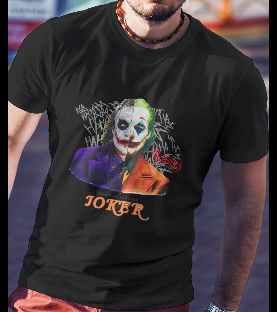 Joker Why So Serious Split Joaquin Phoenix Heath Ledger T-Shirt