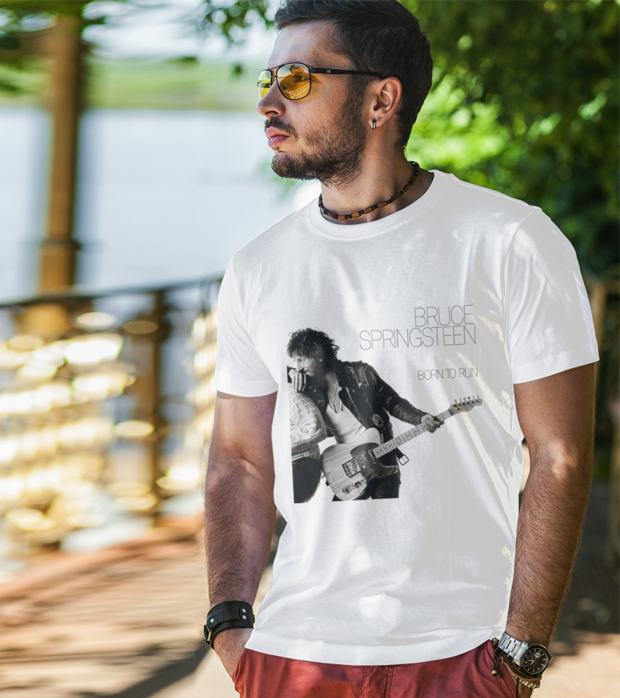 Bruce Springsteen Born To Run Double Sided Retro Music Iconography T-Shirt
