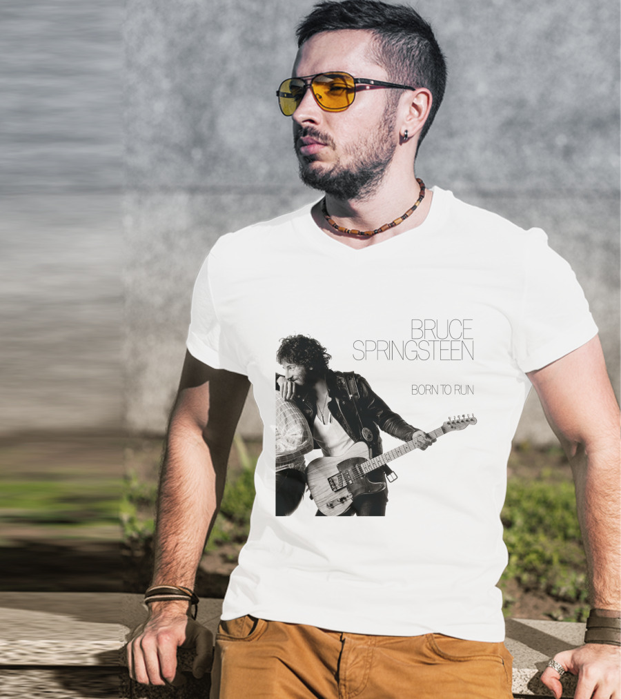 Bruce Springsteen Born To Run Double Sided Retro Music Iconography T-Shirt