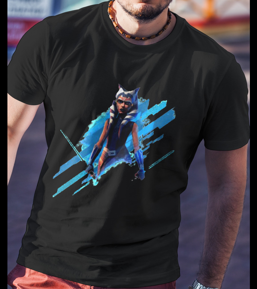 Ahsoka Tano Digital Blue Lightsaber T-Shirt