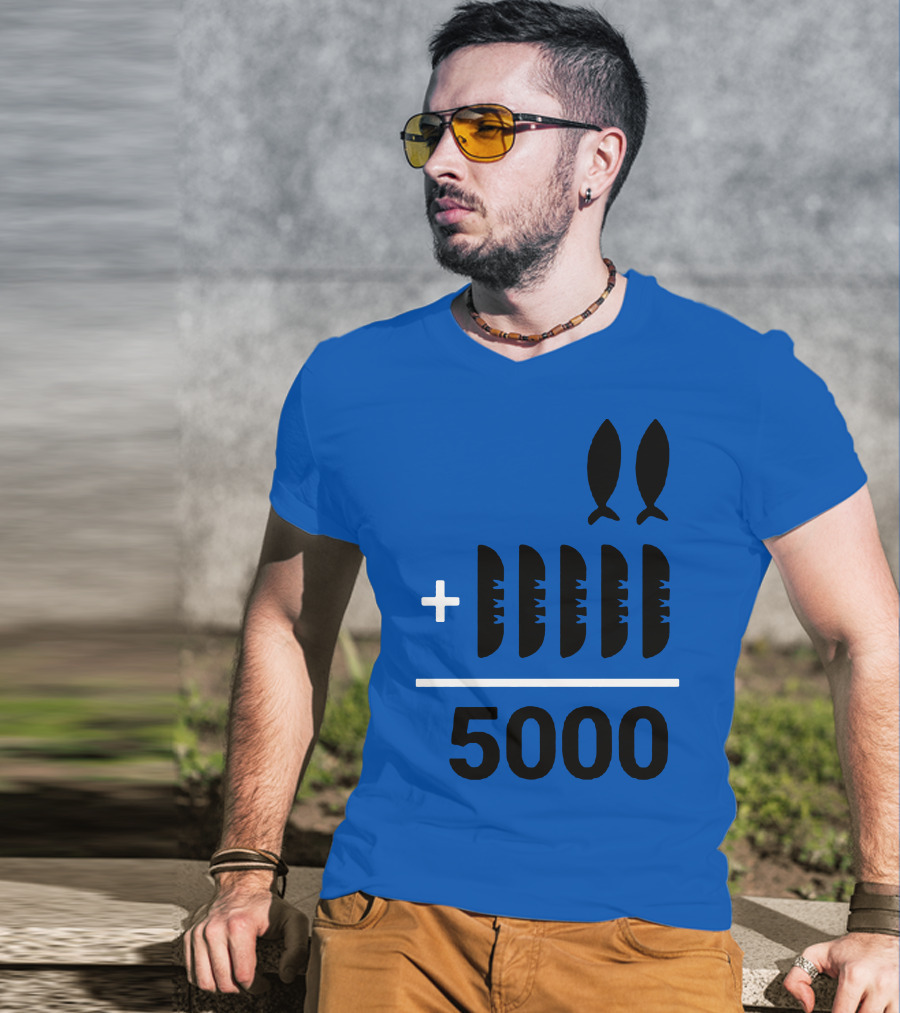 2+5 Loaves Fishes Equals 5000 Multiplication Adult Youth T-Shirt