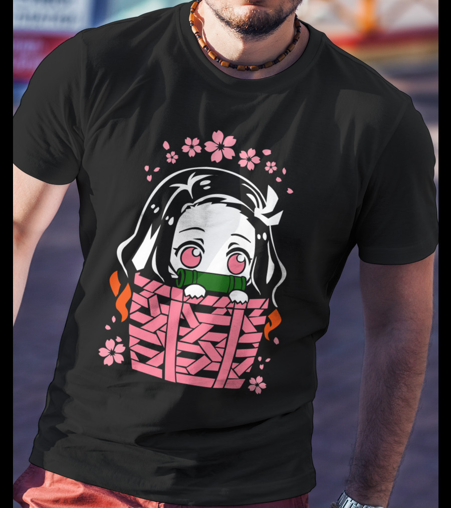 Nezuko Kamado Kimetsu No Yaiba Essentiel Cute Floral Basket T-Shirt