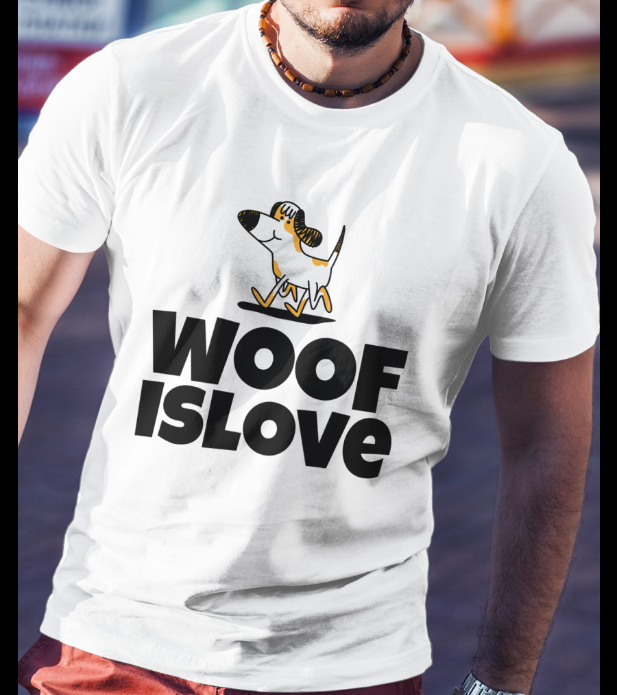 Woof Is Love With Dog Print Admirable Custom Printing T-Shirt