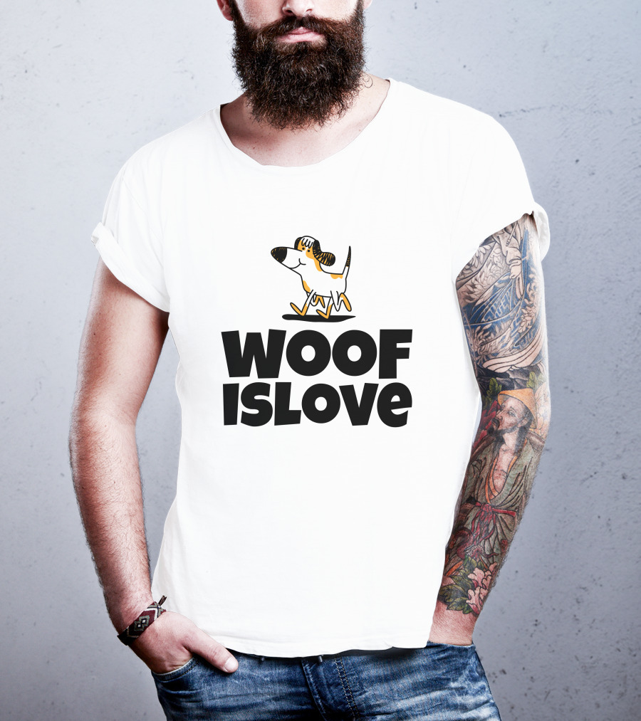 Woof Is Love With Dog Print Admirable Custom Printing T-Shirt