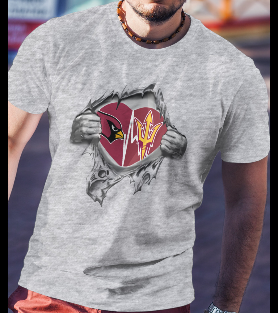 Arizona Cardinals And Arizona State Sun Devils Heartbeat Passion T-Shirt