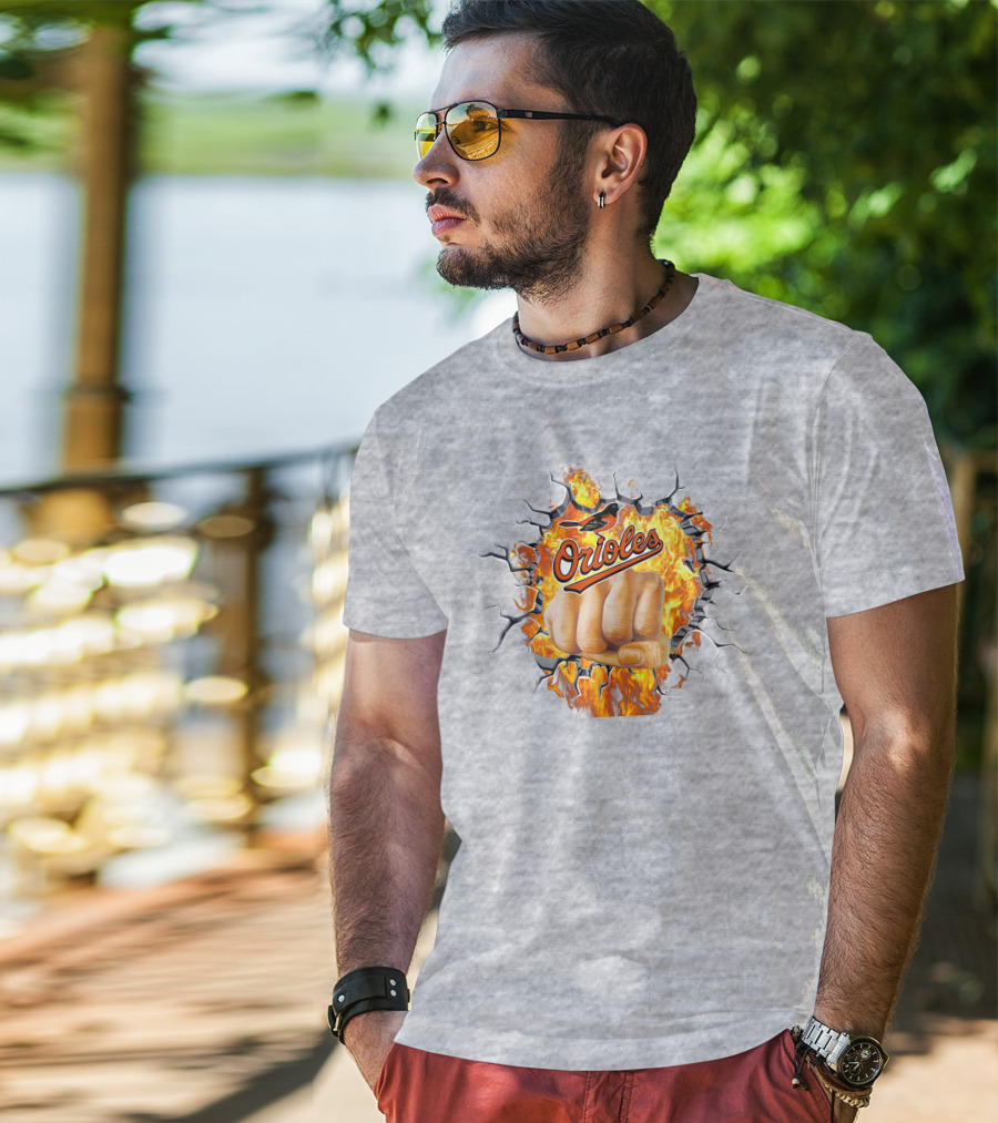 Orioles Fire And Steel Fist Burst T-Shirt