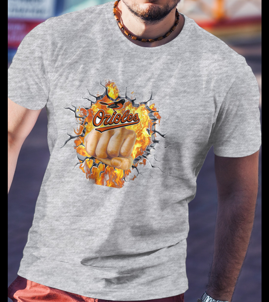 Orioles Fire And Steel Fist Burst T-Shirt
