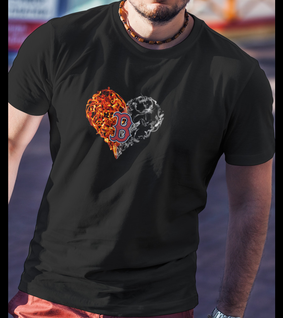 Boston Red Sox Heart Fire And Ice T-Shirt