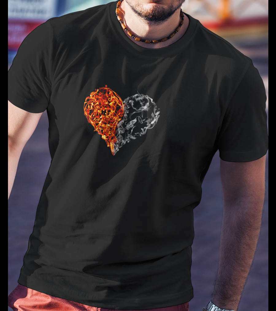 Fire And Smoke Heart Duality Elements T-Shirt
