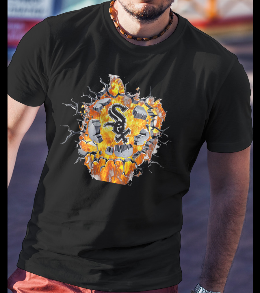 Chicago White Sox Fiery Logo Explosion T-Shirt