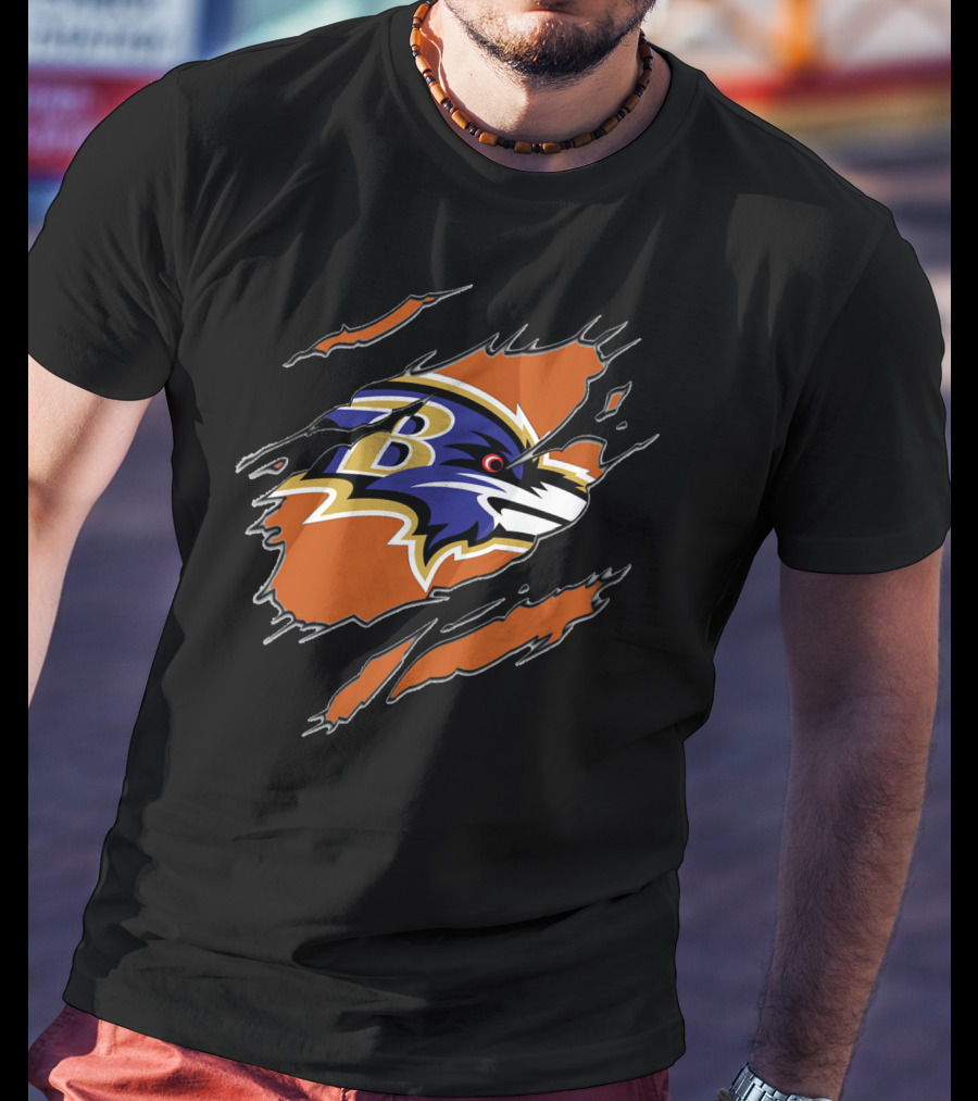 Baltimore Ravens Ripped Reveal Logo Ravens Profile T-Shirt