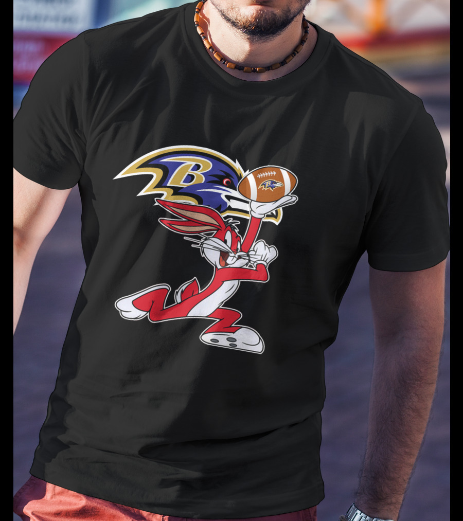 Baltimore Ravens Logo Bugs Bunny Football T-Shirt