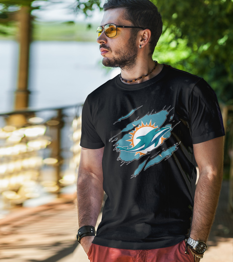Miami Dolphins Ripped Claw Marks T-Shirt