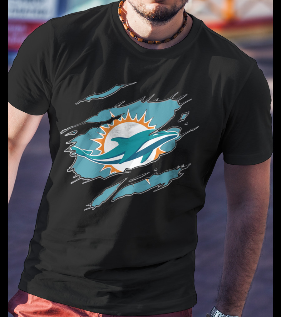 Miami Dolphins Ripped Claw Marks T-Shirt