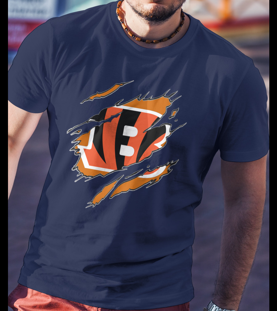 Cincinnati Bengals Claw Mark Logo Tearing Effect T-Shirt