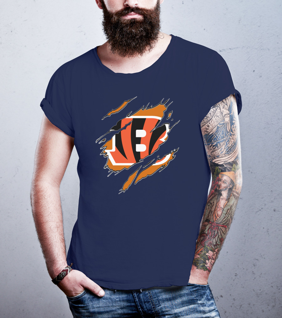 Cincinnati Bengals Claw Mark Logo Tearing Effect T-Shirt