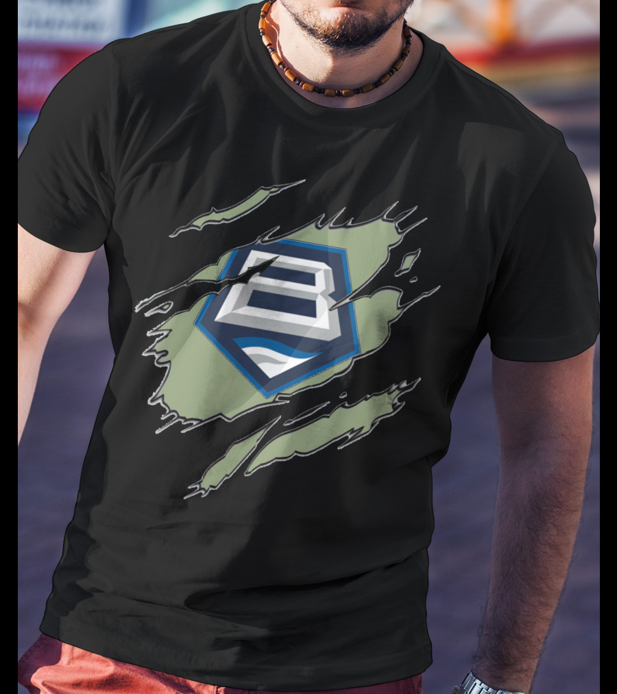 Baltimore Brigade Logo With Claw Marks And Blue White B On Green T-Shirt