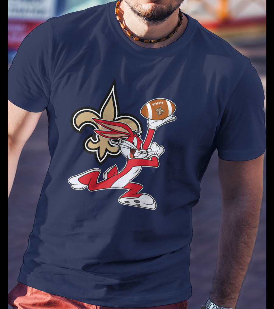 New Orleans Saints Bugs Bunny Football Fleur-de-Lis T-Shirt