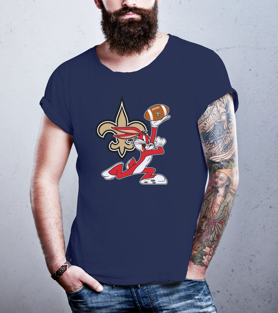 New Orleans Saints Bugs Bunny Football Fleur-de-Lis T-Shirt