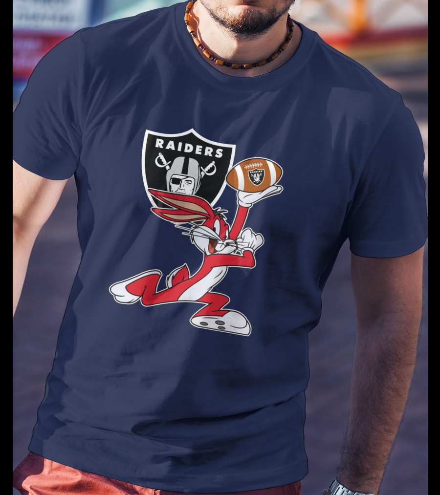 Raiders Bunny Holding Football With Oakland Raiders T-Shirt