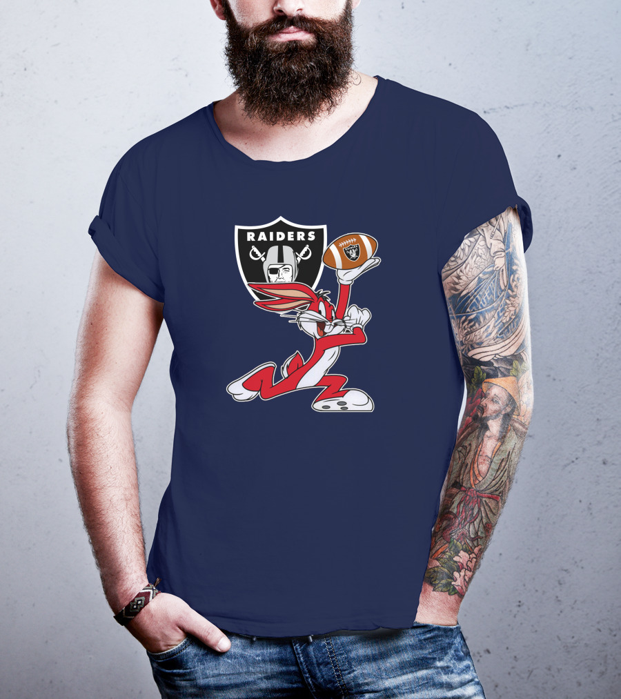 Raiders Bunny Holding Football With Oakland Raiders T-Shirt