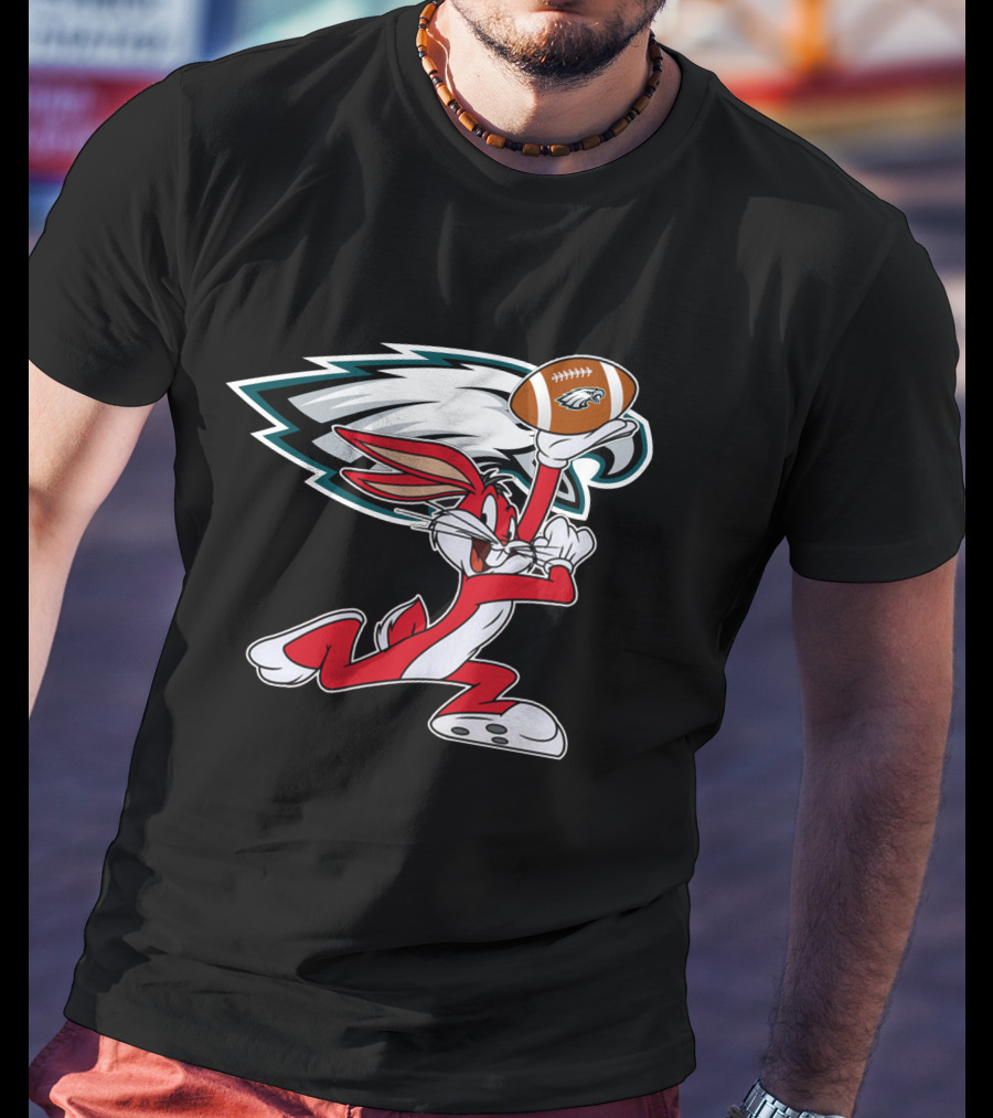 Philadelphia Eagles Looney Tunes Bunny Holding Football T-Shirt