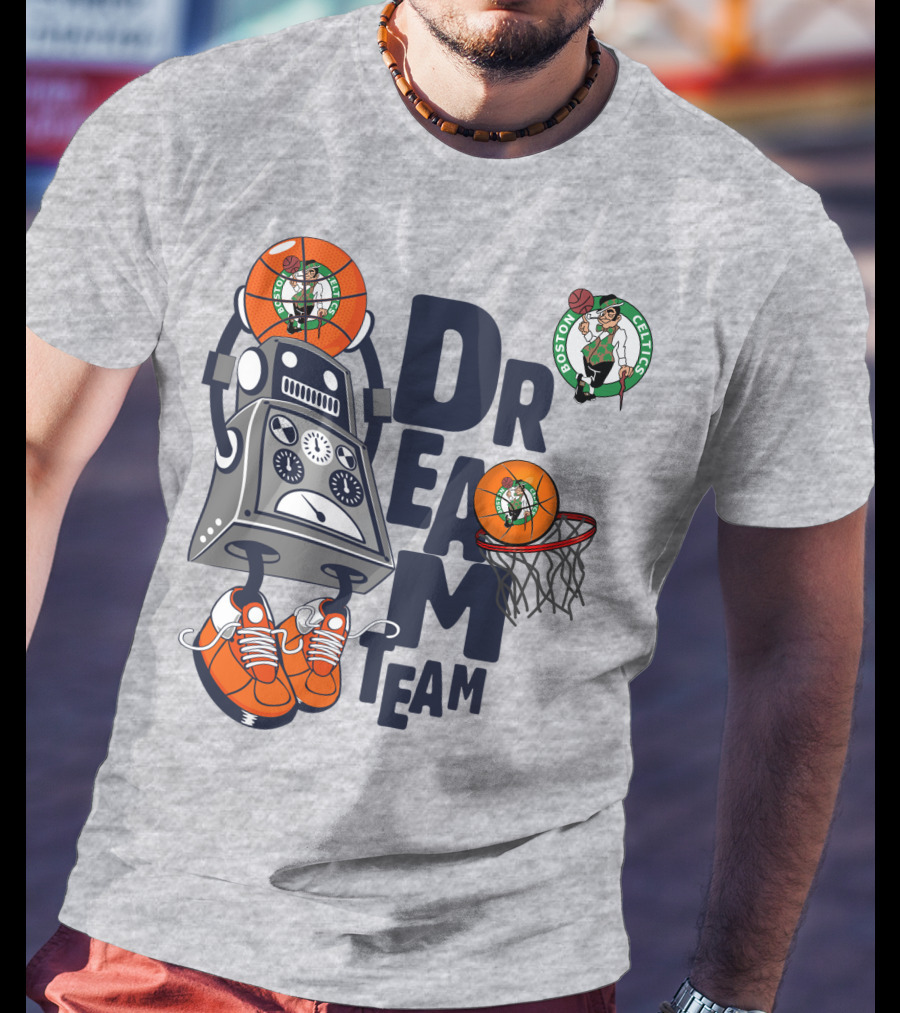 Boston Celtics Dream Team Robot Basketball Logo Sneakers T-Shirt