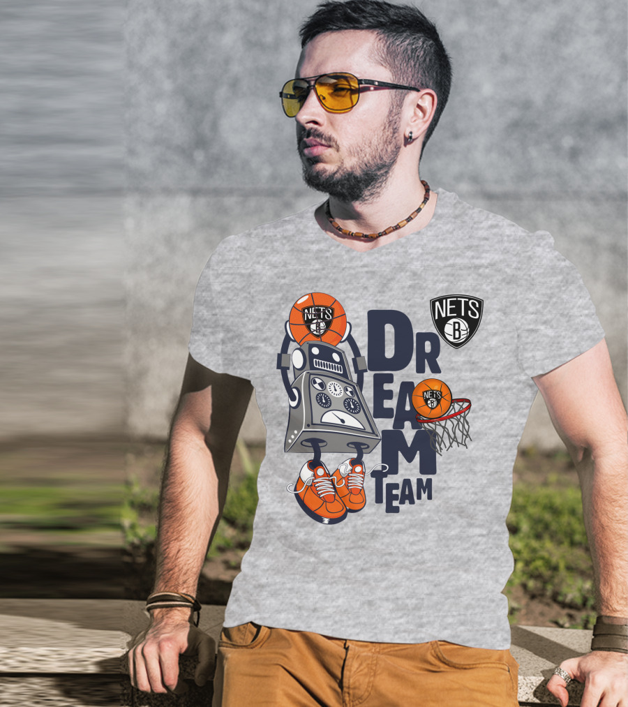 Brooklyn Nets Dream Team Robot Basketball Fantasy T-Shirt