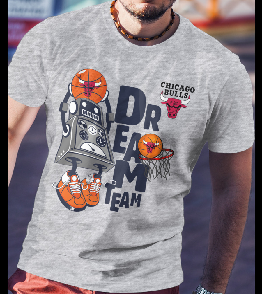 Chicago Bulls Dream Team Robot Dunking Basketball T-Shirt
