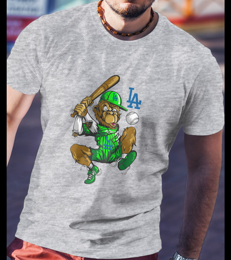 Los Angeles Dodgers Home Run La Monkey Baseball Batter T-Shirt