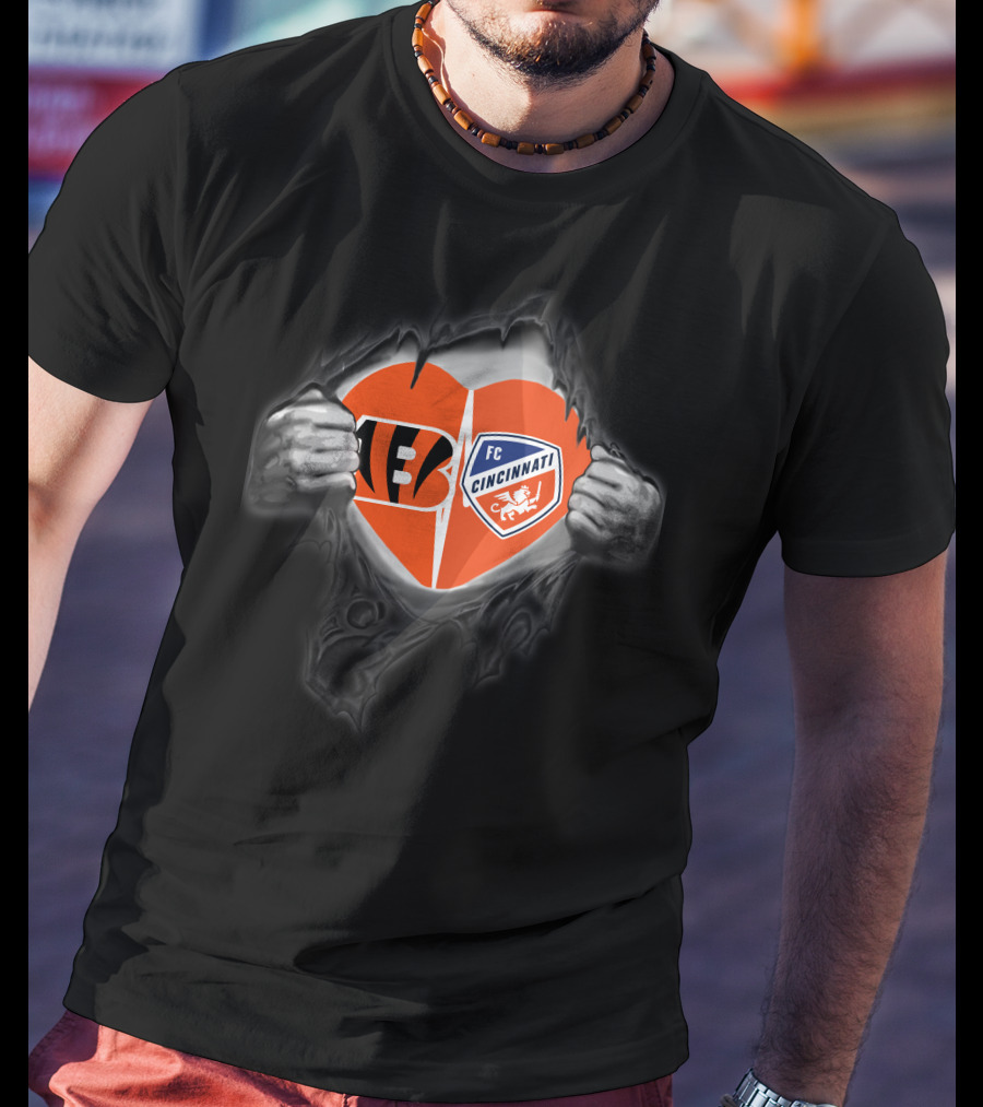 Bengals Fc Cincinnati Heart Logo Peel T-Shirt