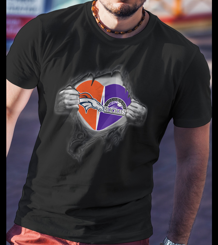 Broncos Rockies Colorado Heart T-Shirt