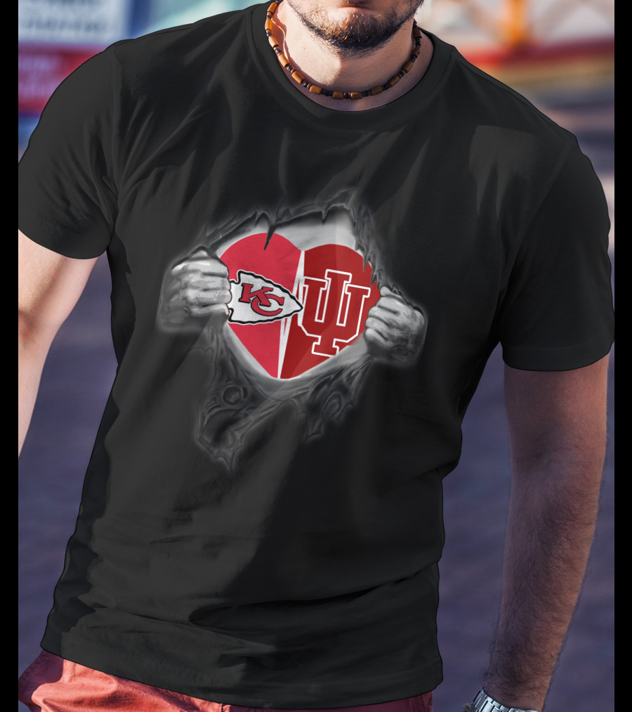 Kansas City Chiefs Indiana Hoosiers Heart Logo Fan Passion T-Shirt