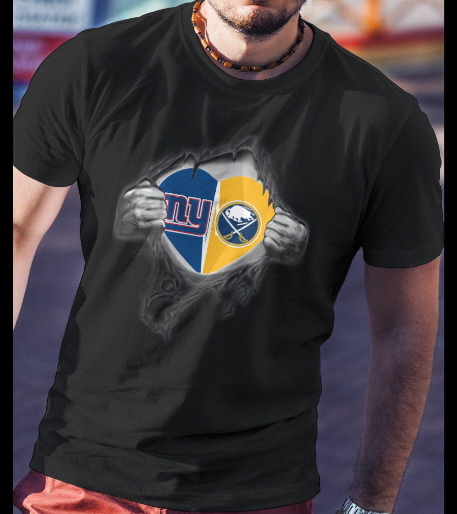 New York Giants Buffalo Sabres Heart T-Shirt